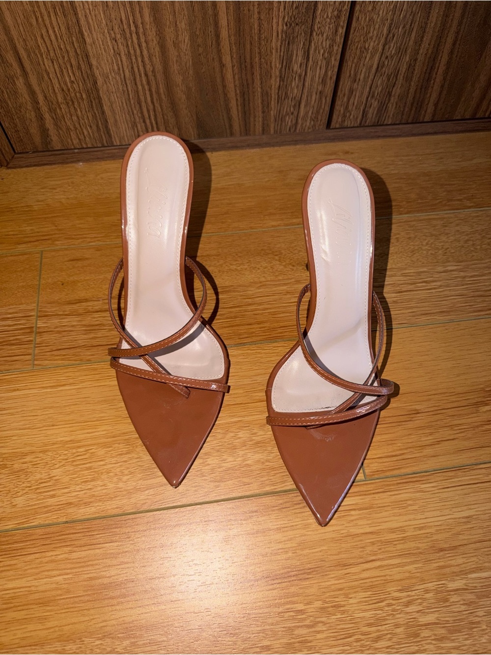 Liliana Brown Pointed-Toe Strappy Heels